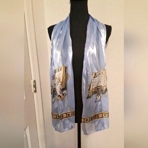 Light Blue Scarf with Graphic Print